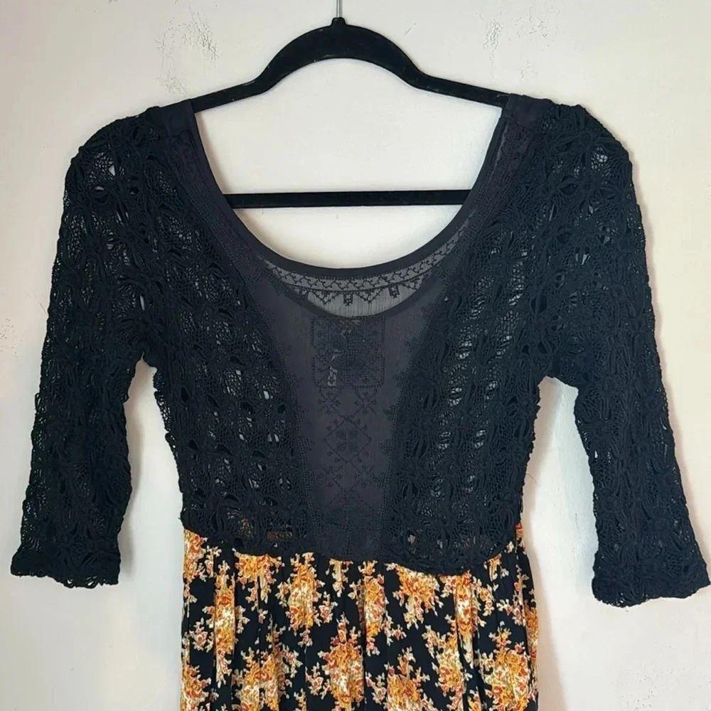 Free People Lonesome Dove Dress in Black Combo Size 0